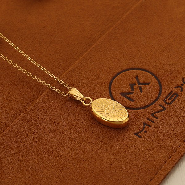 Evil eye oval necklace