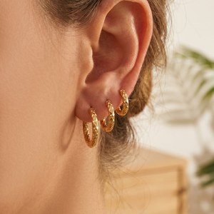 Hammered huggie hoops