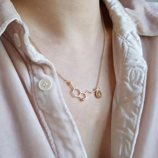 Serotonin molecule necklace, photo 2
